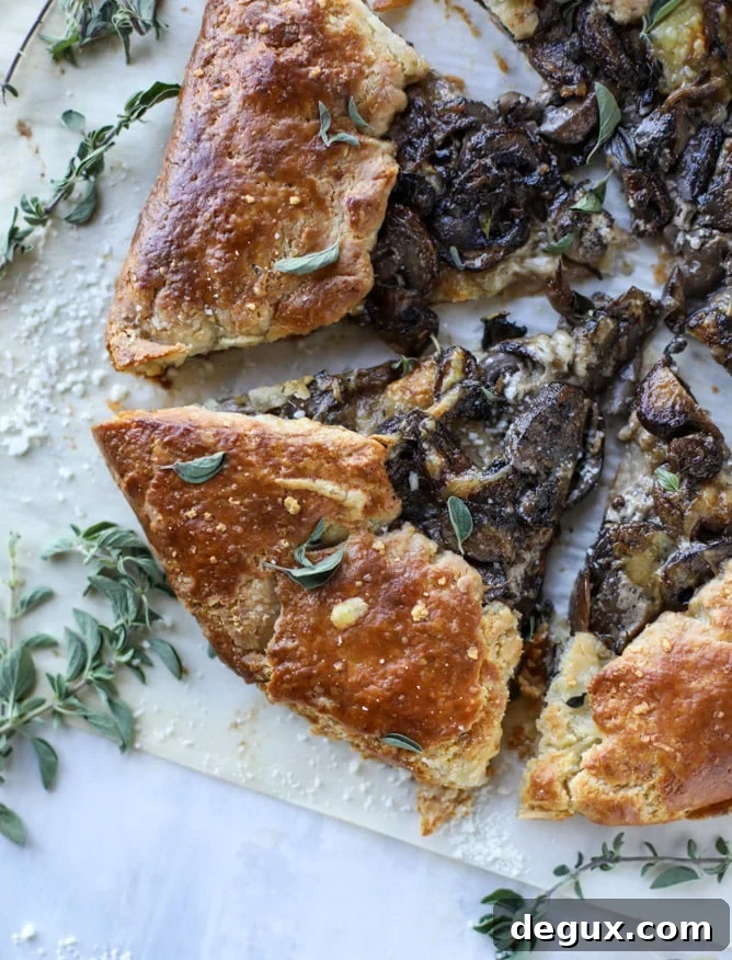 Buttery Gruyère Crust Portobello Mushroom Galette Recipe 7 portobello mushroom galette with gruyere thyme crust I howsweeteats.com