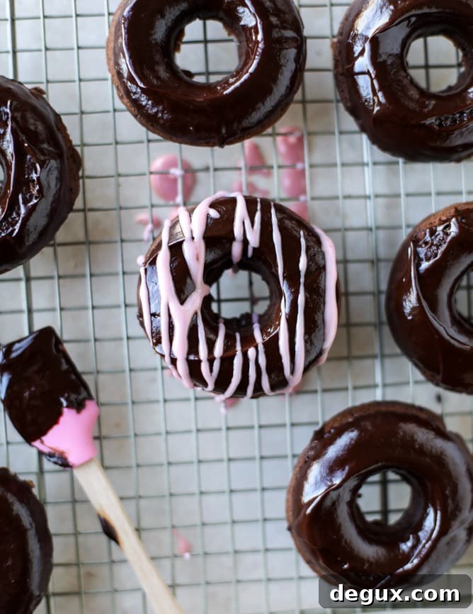 baked chocolate fudge donuts I howsweeteats.com
