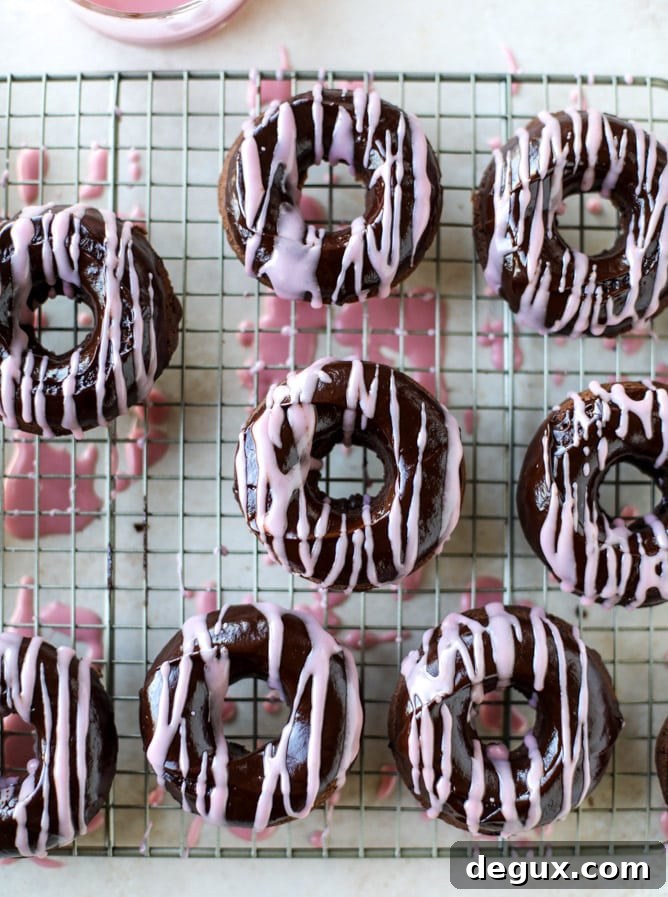 baked chocolate fudge donuts I howsweeteats.com