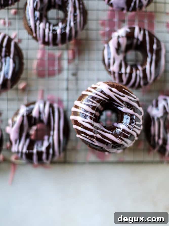baked chocolate fudge donuts I howsweeteats.com