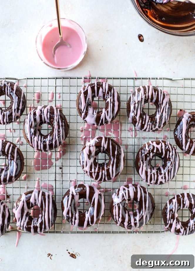 baked chocolate fudge donuts I howsweeteats.com
