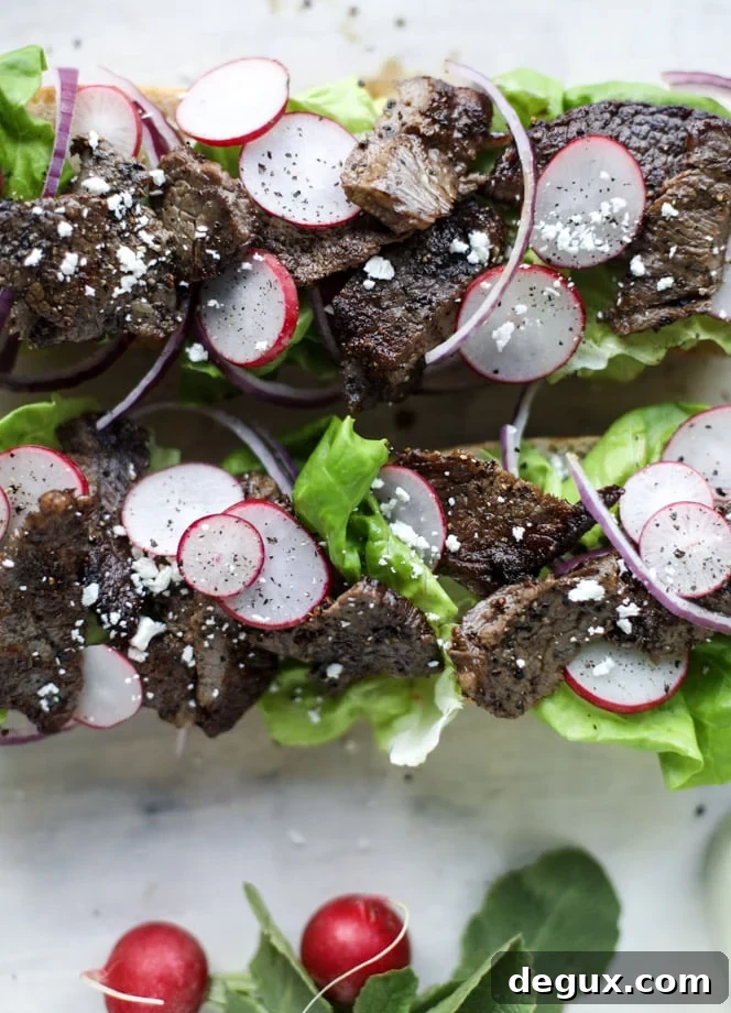 open faced steak sandwich with avocado horseradish I howsweeteats.com 