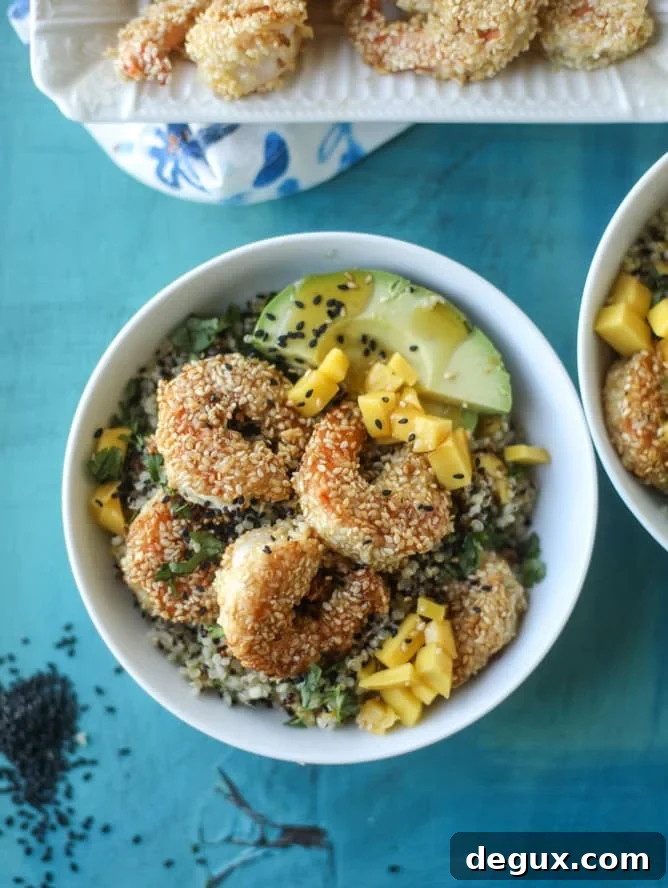 Sesame-Crusted Shrimp with Mango Quinoa Bowls for Summer Meals 6 sesame crusted shrimp and mango quinoa bowls I howsweeteats.com