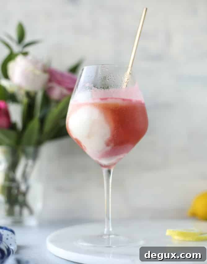 Lemon Raspberry Sorbet Prosecco Float Recipe for Summer Entertaining 8 lemon raspberry prosecco floats I howsweeteats.com