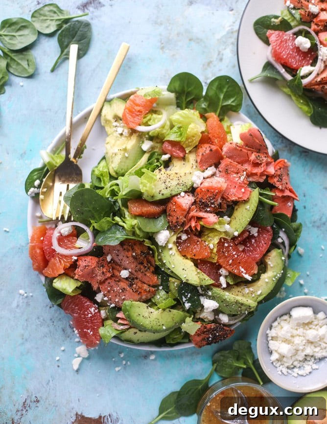 salmon citrus salad with avocado I howsweeteats.com 