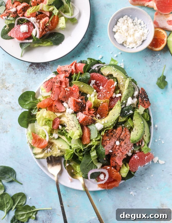 salmon citrus salad with avocado I howsweeteats.com 