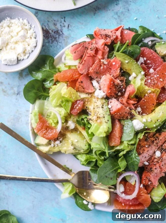 salmon citrus salad with avocado I howsweeteats.com 