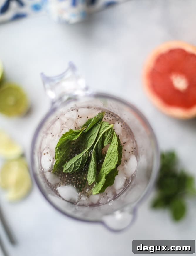 grapefruit mint chia refresher I howsweeteats.com