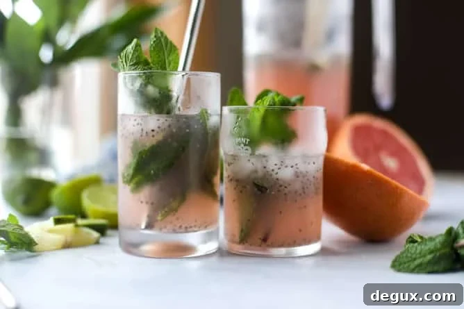 grapefruit mint chia refresher I howsweeteats.com