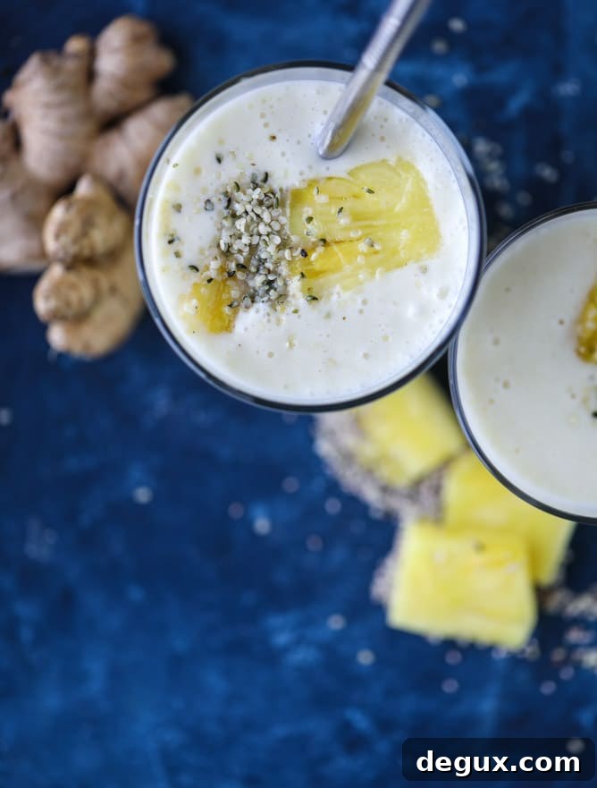 Refreshing Pineapple Ginger Smoothie Recipe for Energy 2 pineapple ginger smoothie I howsweeteats.com