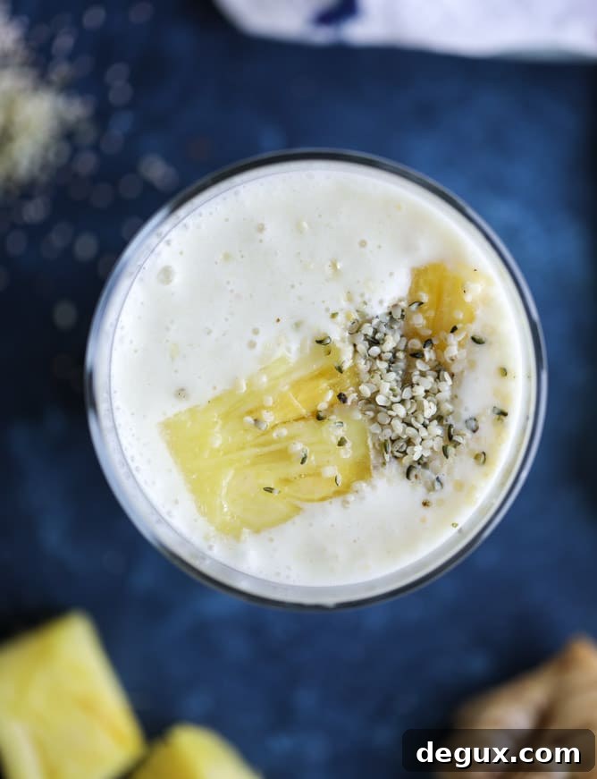 Refreshing Pineapple Ginger Smoothie Recipe for Energy 4 pineapple ginger smoothie I howsweeteats.com