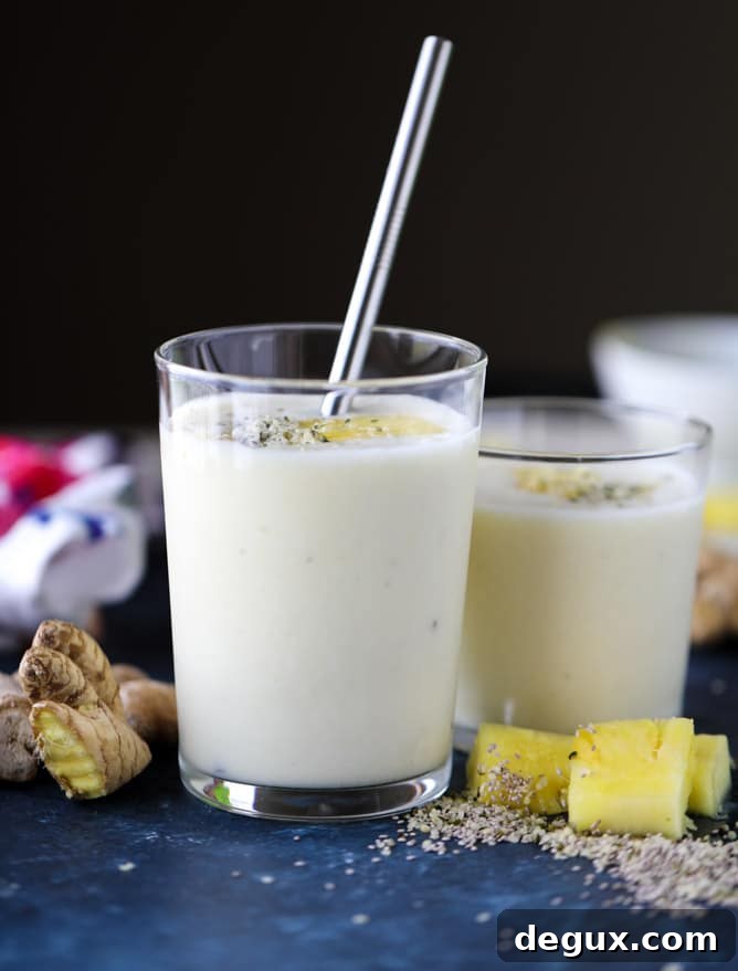 Refreshing Pineapple Ginger Smoothie Recipe for Energy 5 pineapple ginger smoothie I howsweeteats.com