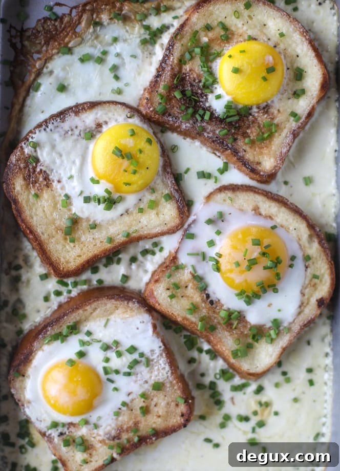 baked toast and eggs in cream I howsweeteats.com