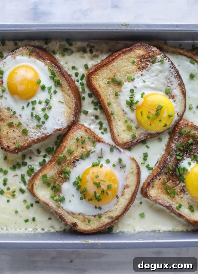 baked toast and eggs in cream I howsweeteats.com