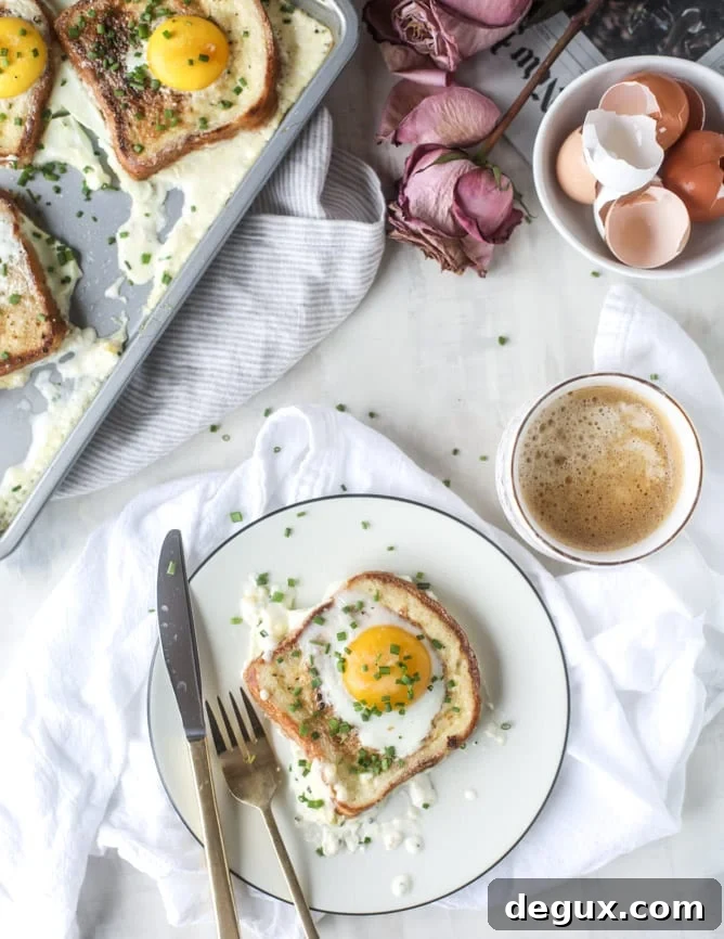 baked toast and eggs in cream I howsweeteats.com