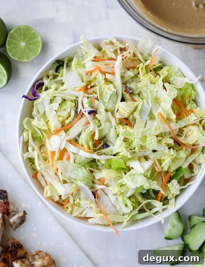 chicken avocado salad with peanut dressing I howsweeteats.com