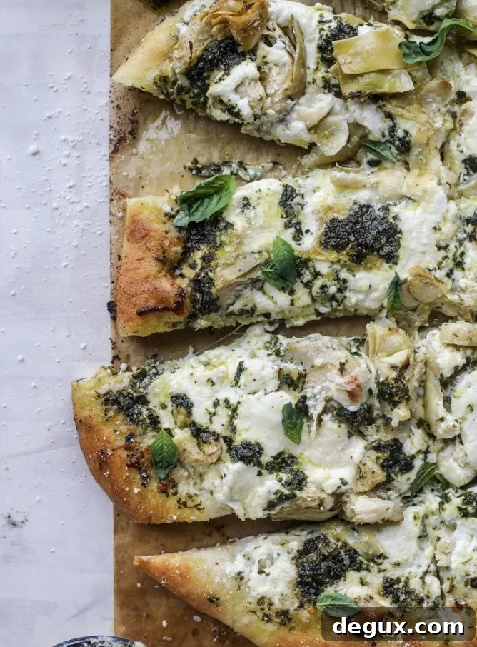 Artichoke Burrata Pizza with Lemon-Basil Pesto Recipe 12 artichoke burrata pizza with lemon basil pesto I howsweeteats.com