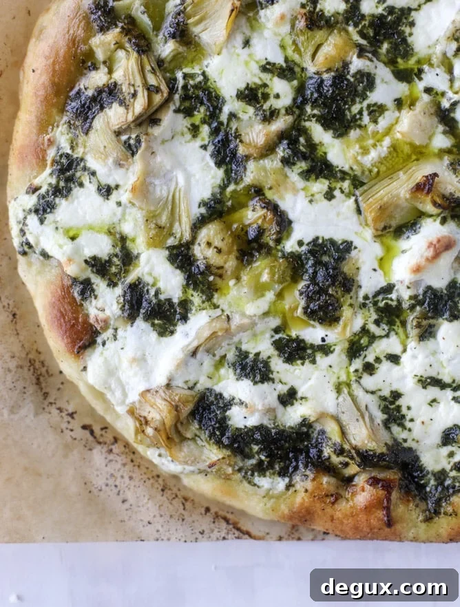 Artichoke Burrata Pizza with Lemon-Basil Pesto Recipe 5 artichoke burrata pizza with lemon basil pesto I howsweeteats.com