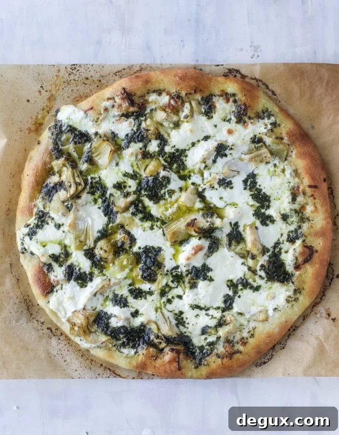 Artichoke Burrata Pizza with Lemon-Basil Pesto Recipe 6 artichoke burrata pizza with lemon basil pesto I howsweeteats.com