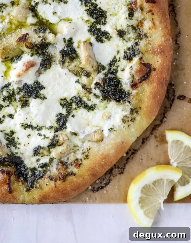 Artichoke Burrata Pizza with Lemon-Basil Pesto Recipe 7 artichoke burrata pizza with lemon basil pesto I howsweeteats.com