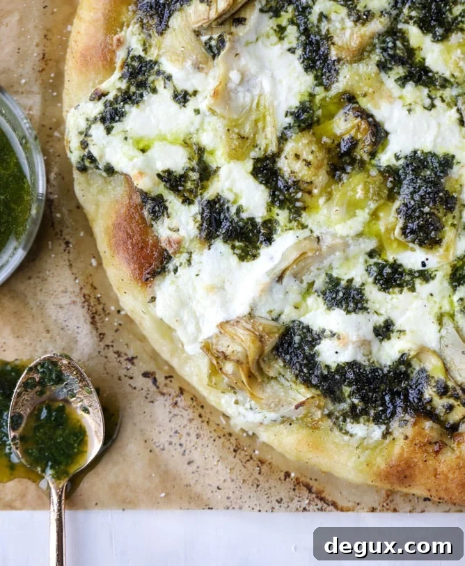 Artichoke Burrata Pizza with Lemon-Basil Pesto Recipe 8 artichoke burrata pizza with lemon basil pesto I howsweeteats.com