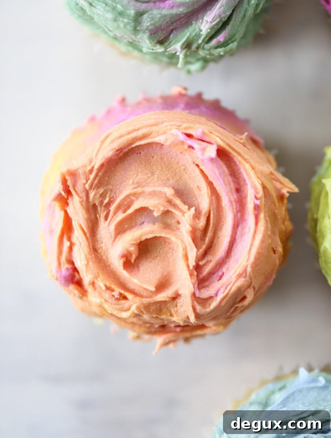 Olive Oil Cupcakes with Rainbow Mascarpone Buttercream (Video) 6 olive oil cupcakes with mascarpone buttercream