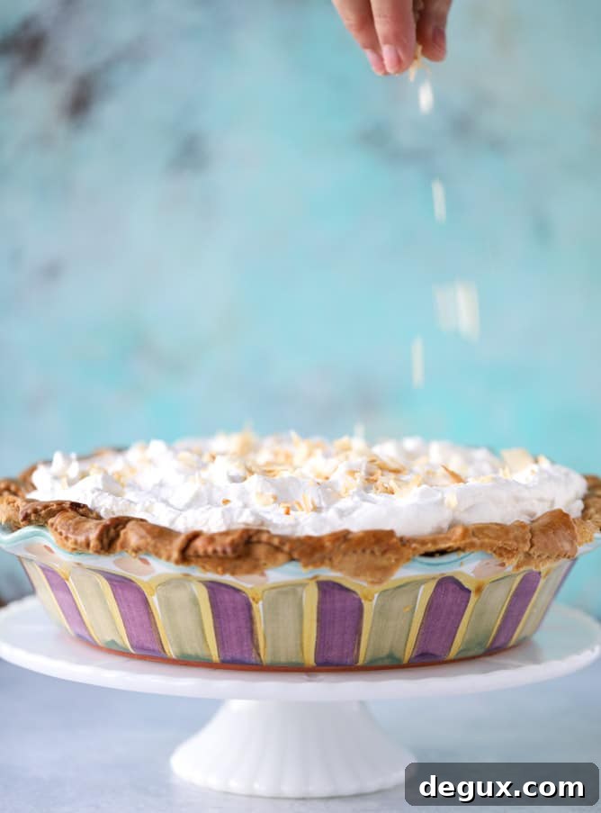 Coconut Custard Pie with Silky Coconut Whipped Cream 5 coconut custard pie with coconut whipped cream I howsweeteats.com