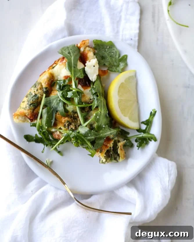 spring vegetable frittata with queso cheese and arugula I howsweeteats.com