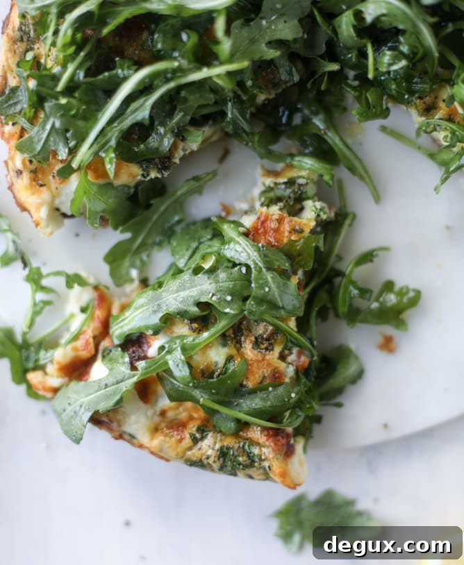 spring vegetable frittata with queso cheese and arugula I howsweeteats.com