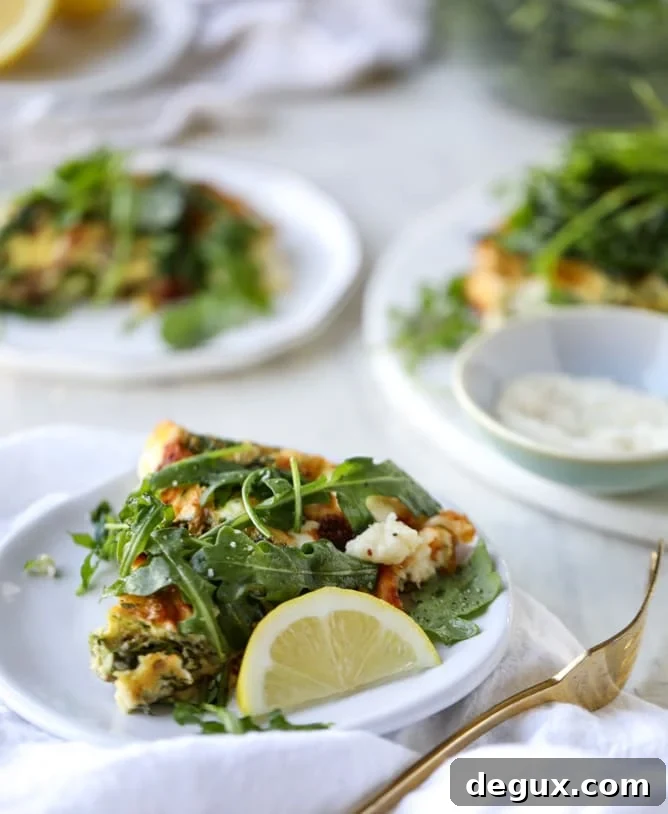 spring vegetable frittata with queso cheese and arugula I howsweeteats.com