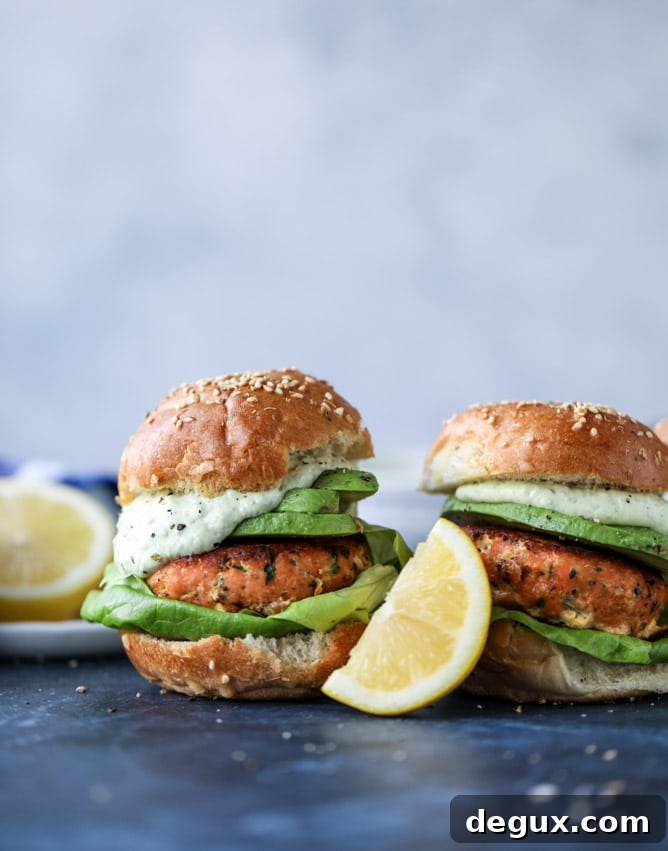 Green Goddess Salmon Burger Recipe with Herbed Avocado Sauce 7 green goddess salmon burgers I howsweeteats.com