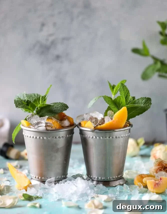frozen peach and vanilla mint juleps I howsweeteats.com