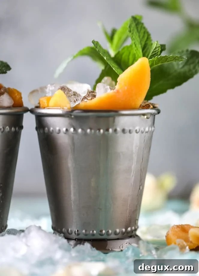 frozen peach and vanilla mint juleps I howsweeteats.com
