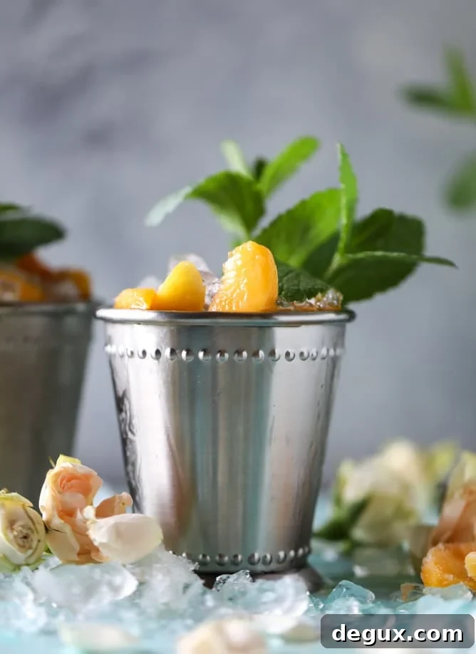 frozen peach and vanilla mint juleps I howsweeteats.com