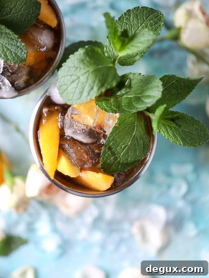 frozen peach and vanilla mint juleps I howsweeteats.com