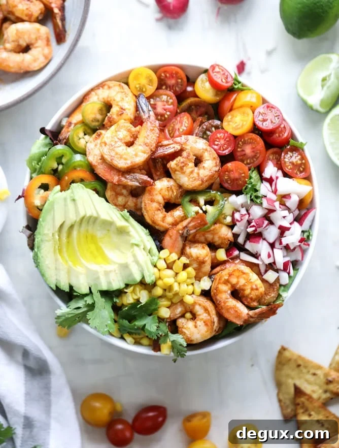 tequila shrimp taco salad I howsweeteats.com