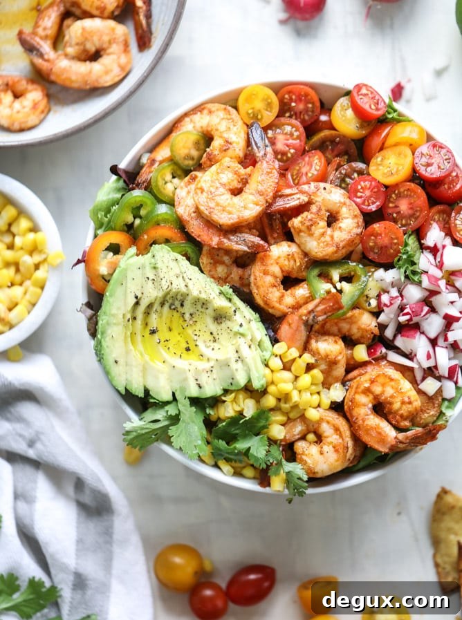 tequila shrimp taco salad I howsweeteats.com