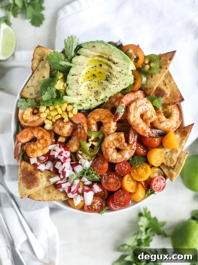 tequila shrimp taco salad I howsweeteats.com