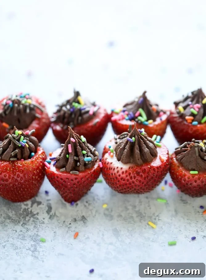 Coconut Chocolate Mousse Stuffed Strawberries — Decadent Bites 7 coconut chocolate mousse filled strawberries I howsweeteats.com