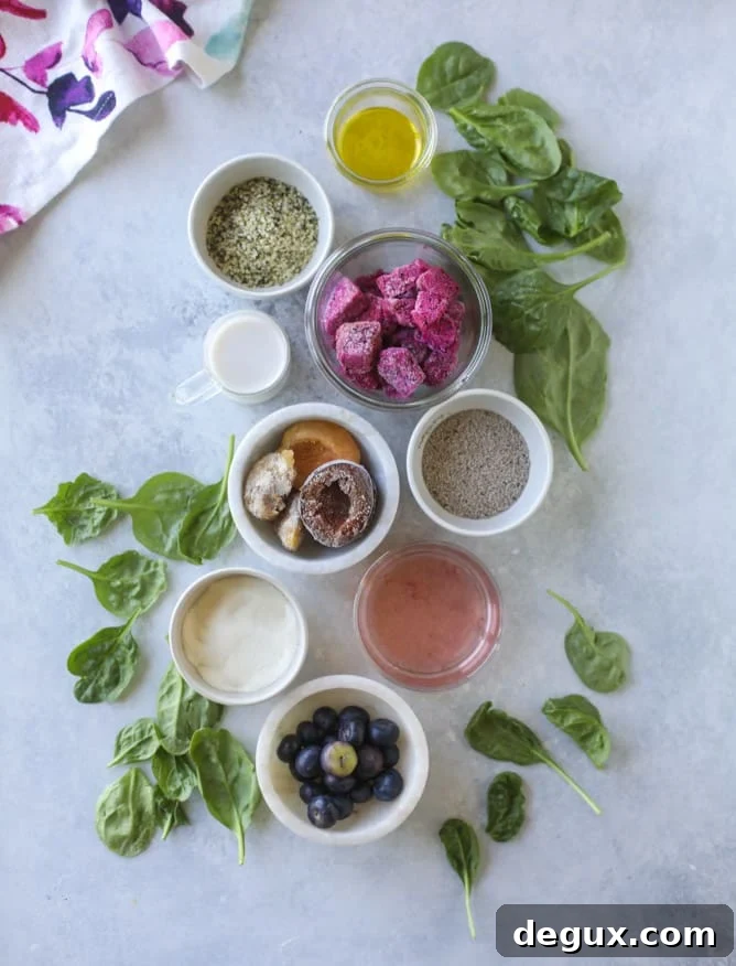 pink dragonfruit + blueberry smoothie I howsweeteats.com
