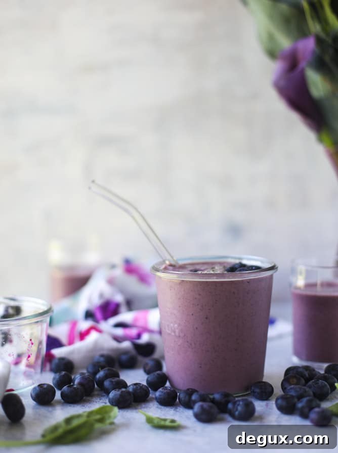 pink dragonfruit + blueberry smoothie I howsweeteats.com