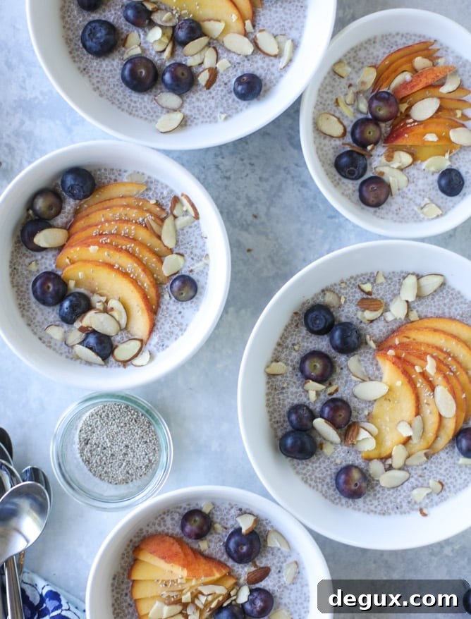 Blueberry Peach Chia Breakfast Bowls for Fresh Mornings 6 blueberry peach chia bowls I howsweeteats.com