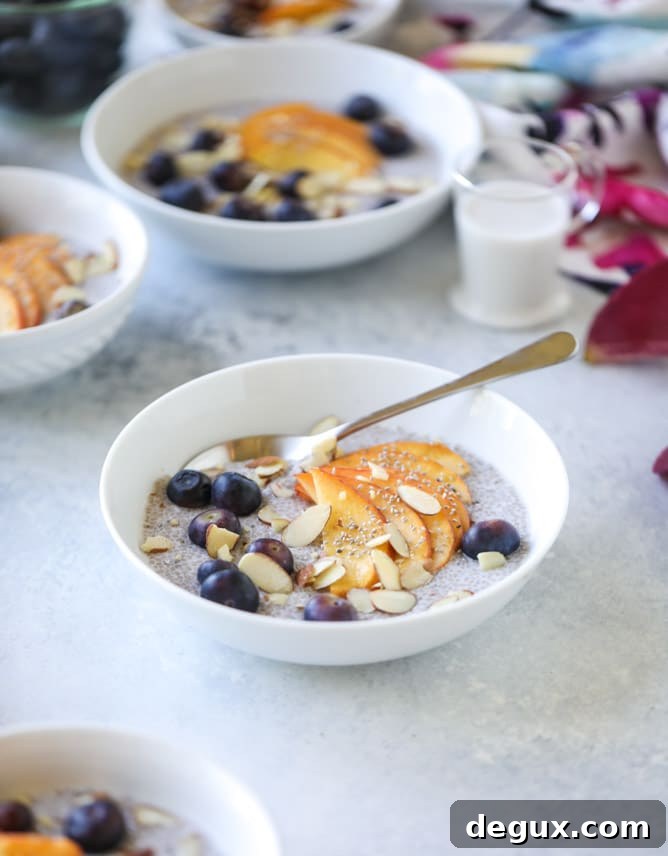 Blueberry Peach Chia Breakfast Bowls for Fresh Mornings 10 blueberry peach chia bowls I howsweeteats.com