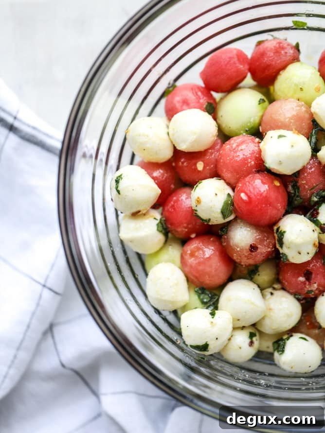 marinated mozzarella melon salad I howsweeteats.com 