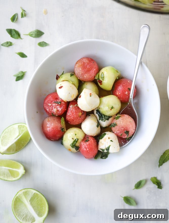 marinated mozzarella melon salad I howsweeteats.com 