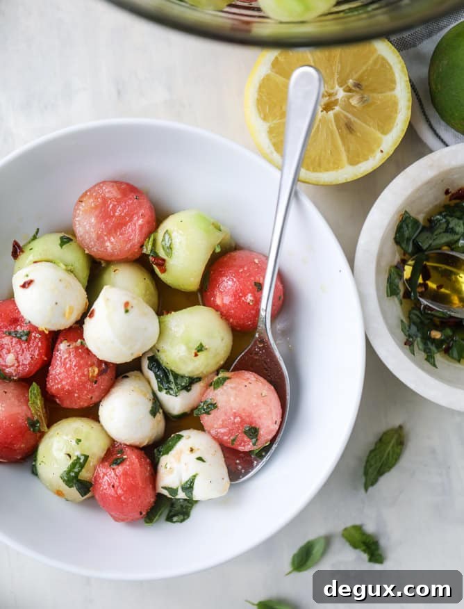 marinated mozzarella melon salad I howsweeteats.com 