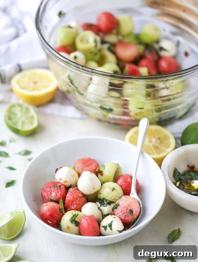 marinated mozzarella melon salad I howsweeteats.com 