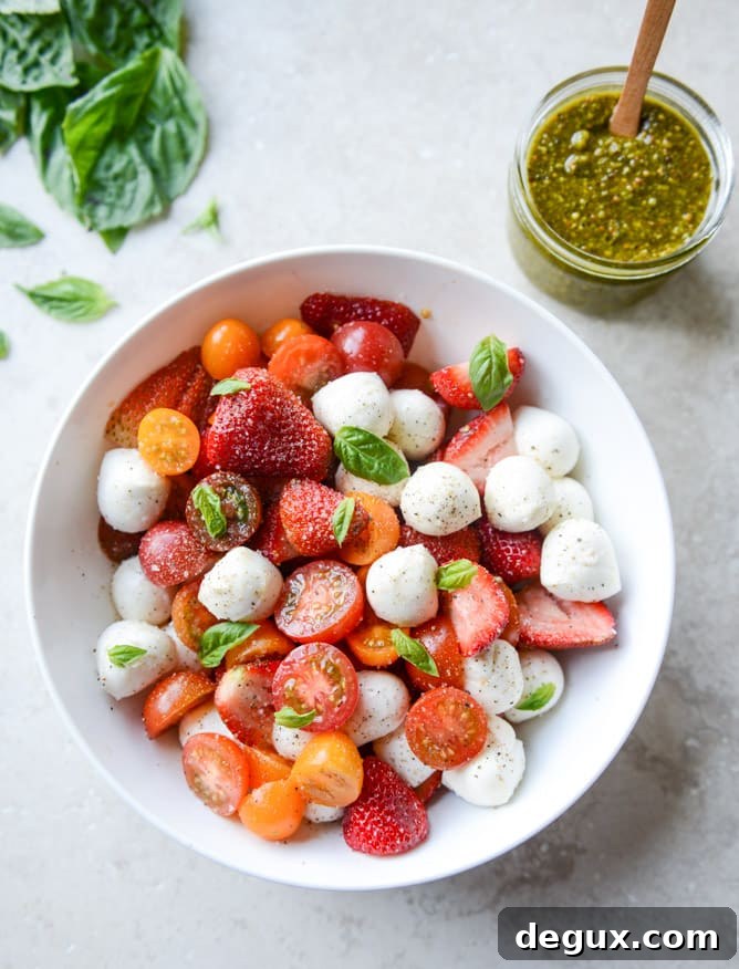 strawberry caprese with pistachio pesto I howsweeteats.com 