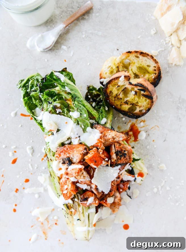 grilled caesar buffalo chicken salad I howsweeteats.com 