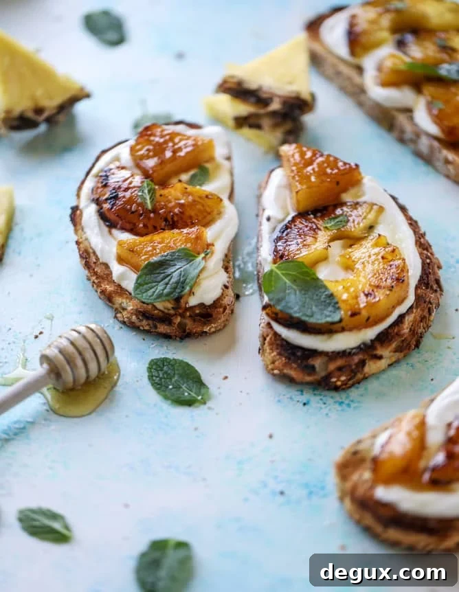 Roasted Pineapple & Sea Salt Whipped Ricotta Toast 11 roasted pineapple ricotta toast I howsweeteats.com